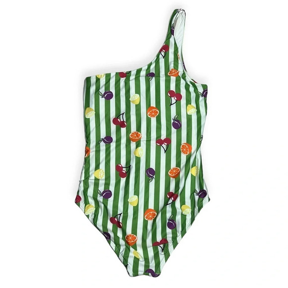 ModCloth retro one shoulder fruit stripe one piece swimsuit size Small - Picture 3 of 9